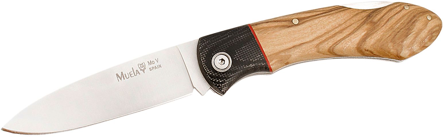 Briceag MUELA 80mm Lodkbak Blade, Olive Wood And Black Micarta Scales