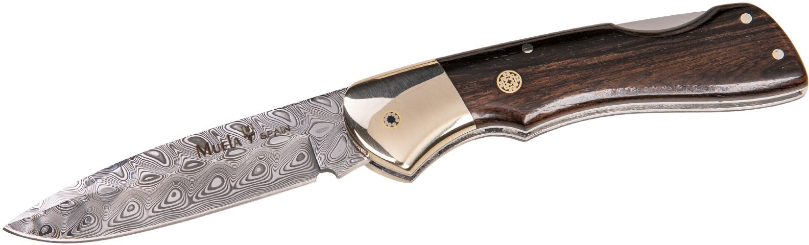 Briceag MUELA 80mm Stainles Steel Damascus, African Blackwood, Nickel Silver Bolster