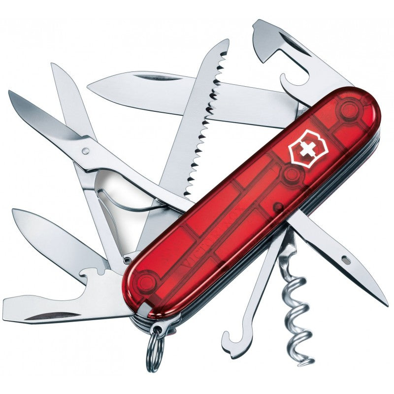 Briceag Multifunctional Victorinox, Huntsman, 9.1 cm, Rosu Transparent, Blister