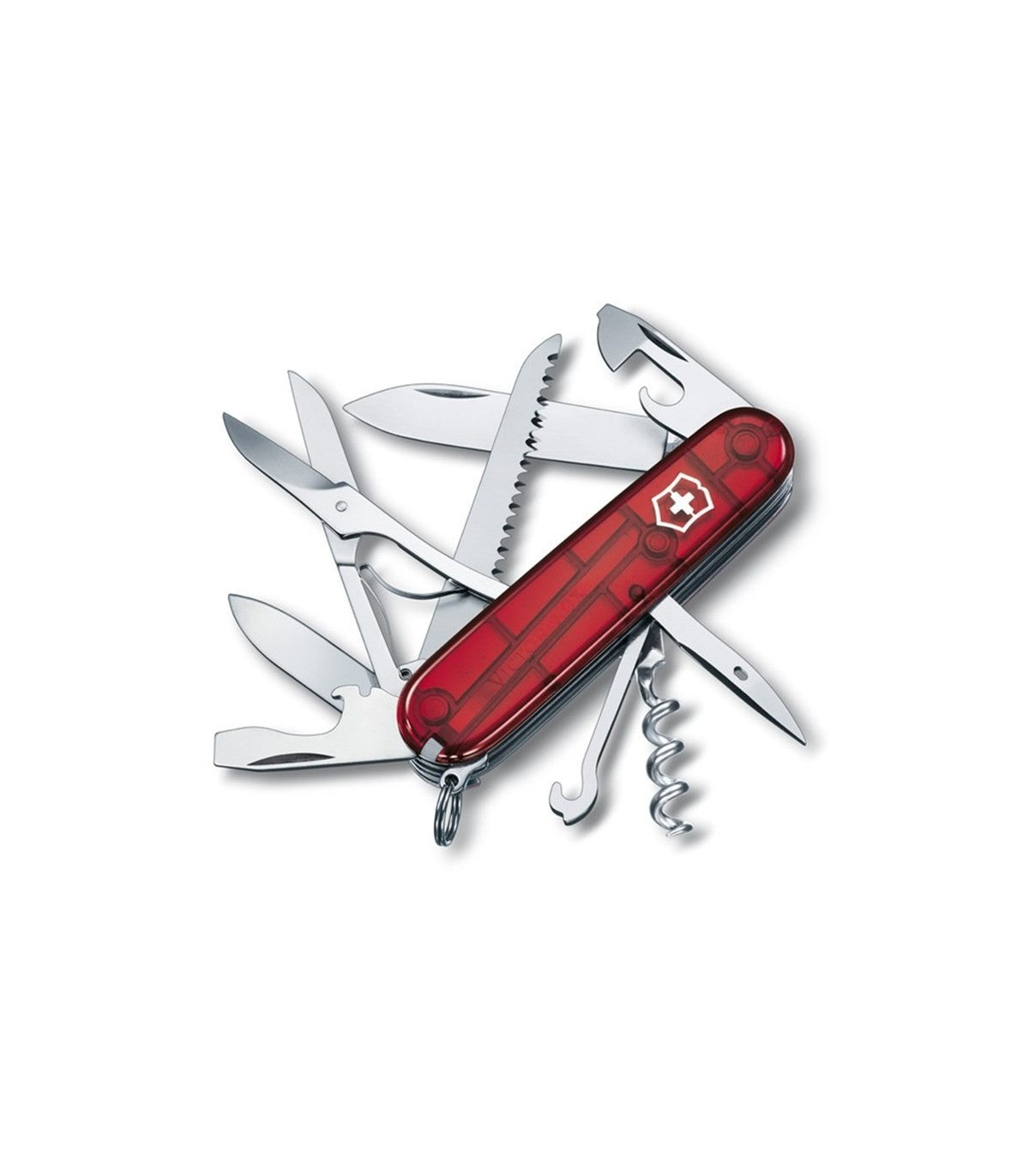 Briceag Multifunctional Victorinox Huntsman, 9.1 cm, Rosu Transparent