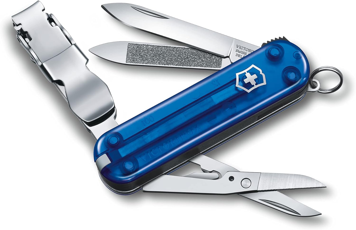 Briceag Multifunctional Victorinox, Nail Clip 580, 6.5cm, Albastru Transparent