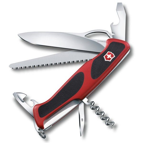 Briceag Multifunctional Victorinox, Ranger 79 M Grip, 13cm, Rosu/Negru, Blister