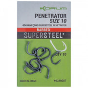 CARLIGE KORUM SUPERSTEEL PENETRATOR HOOKS BARBED Nr.10 10BUC/PLIC