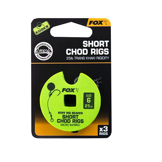 CARLIGE LEGATE FOX Edge Armapoint stiff rig beaked Chod rigs 25lb sz6 SHORT 3BUC
