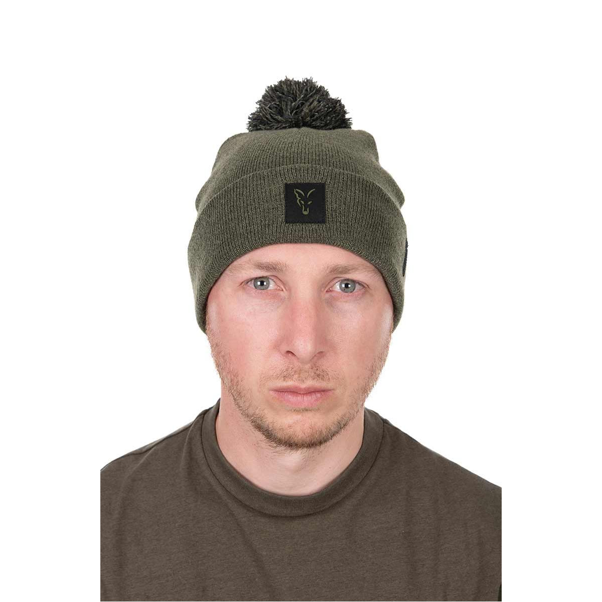 Caciula FOX Collection Bobble - Green &amp; Black, Marime Universala