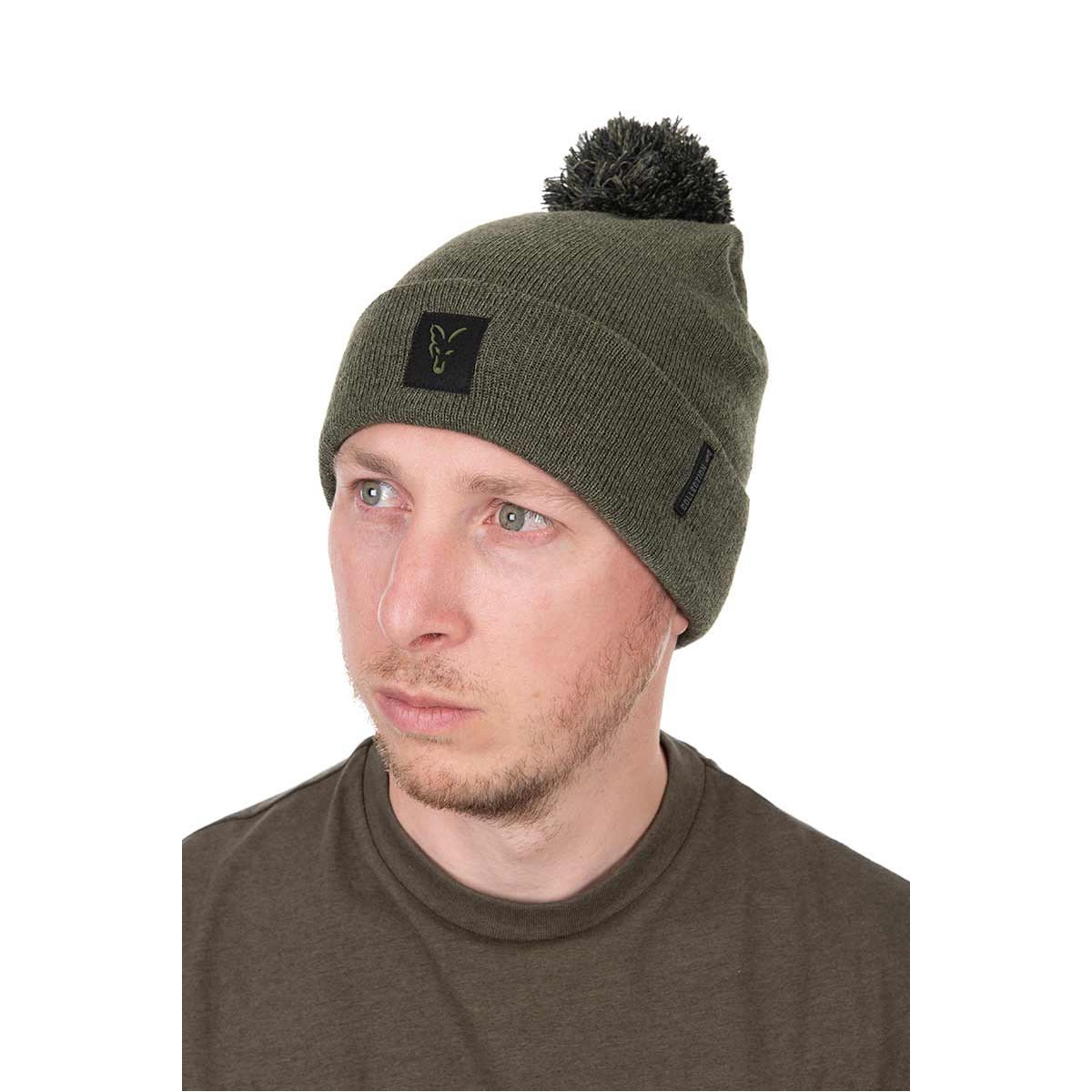 Caciula FOX Collection Bobble - Green &amp; Black, Marime Universala