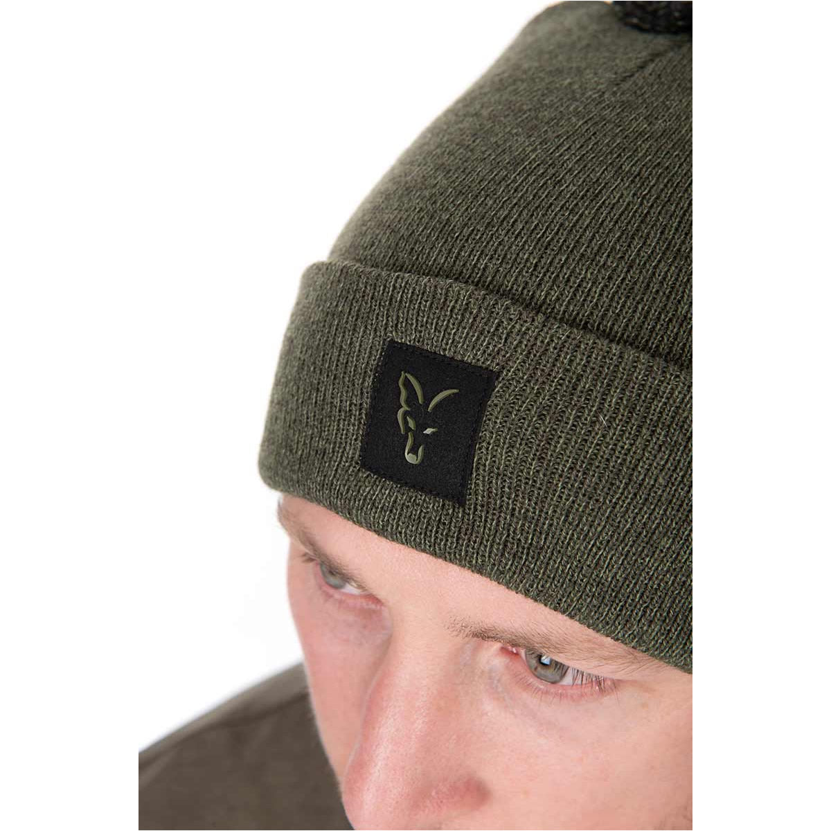 Caciula FOX Collection Bobble - Green &amp; Black, Marime Universala