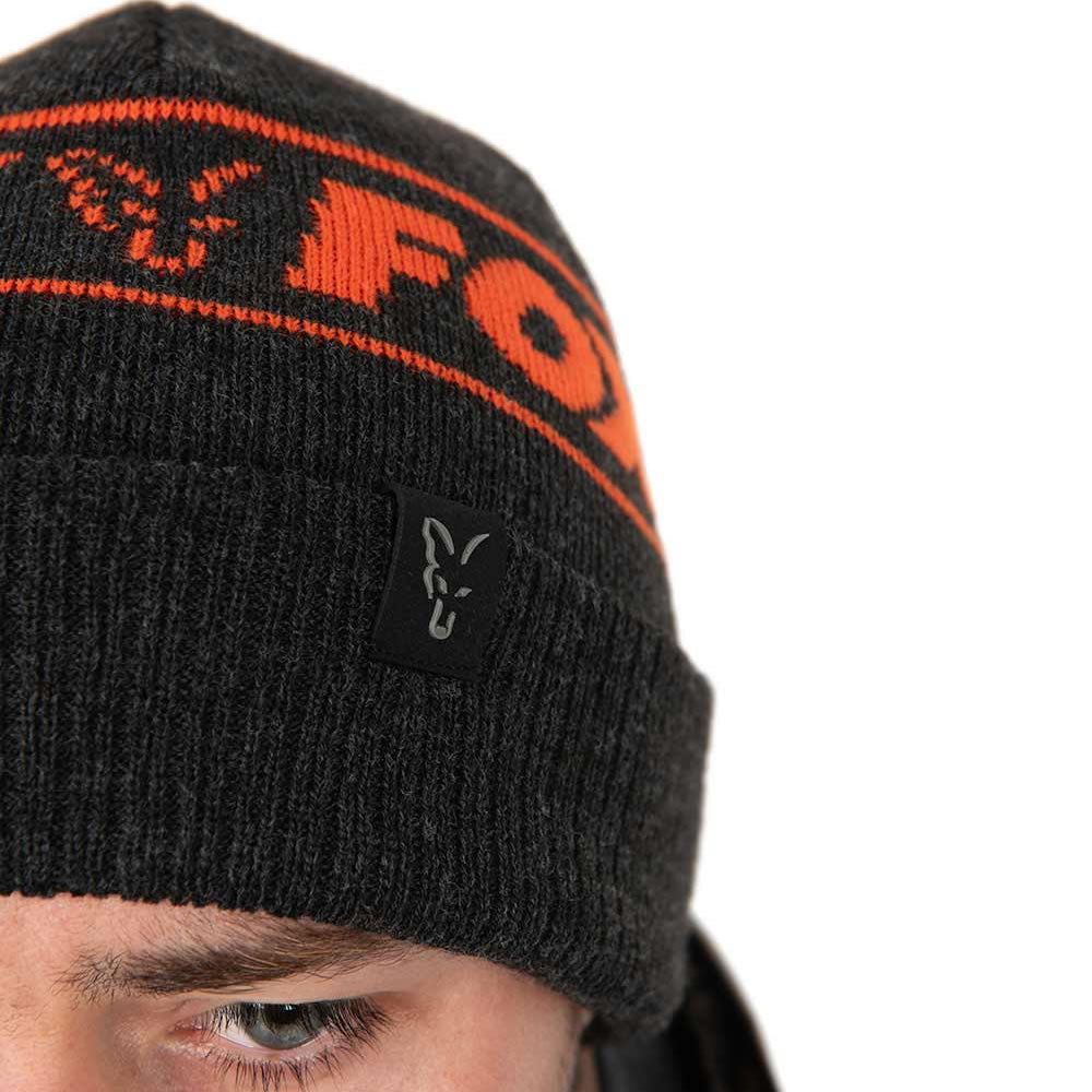 Caciula Fox Collection Beanie Hat Black &amp; Orange 