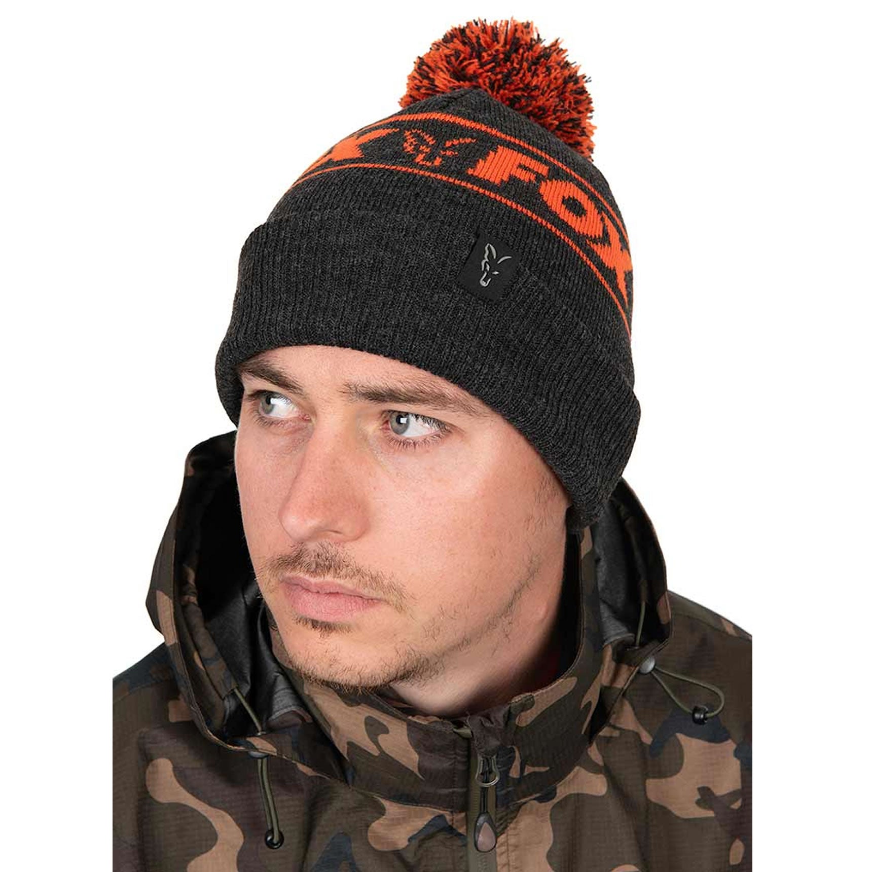 Caciula Fox Collection Bobble Black &amp; Orange, Marime Univ.