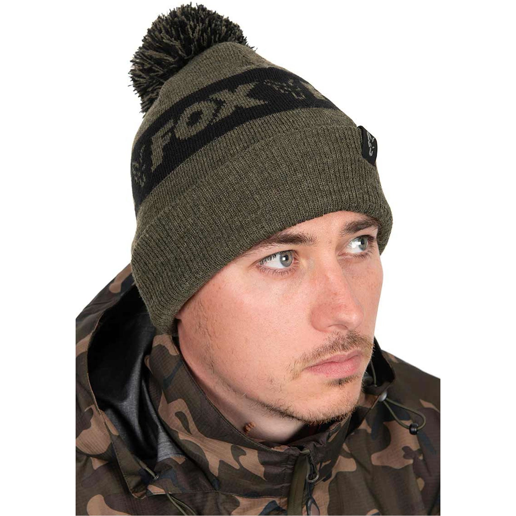 Caciula Fox Collection Bobble Green &amp; Black, Marime Univ.