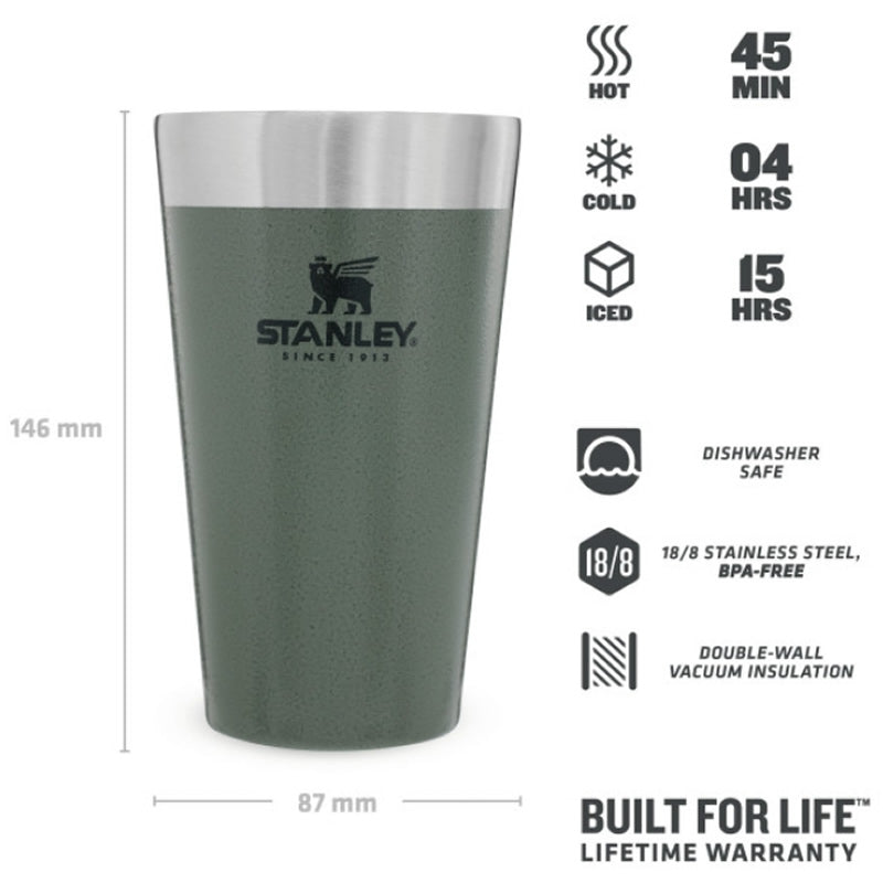 Cana Termoizolanta Stanley The Stacking Beer Pint 0.47L / 16oz, Hammertone Green