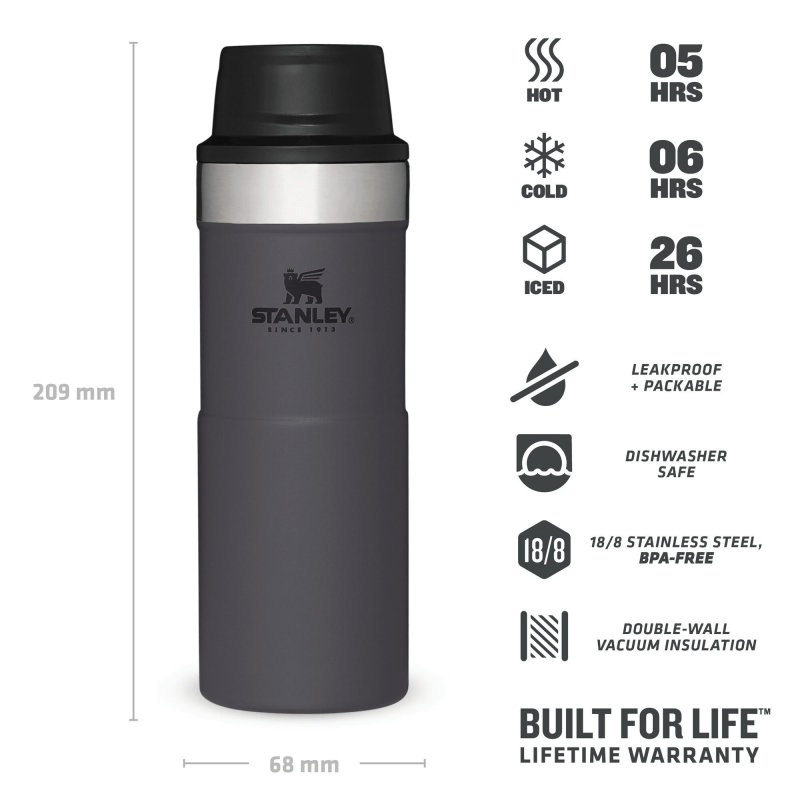 Cana Termoizolanta Stanley, The Trigger-Action Travel Mug, Charcoal, 0.35L