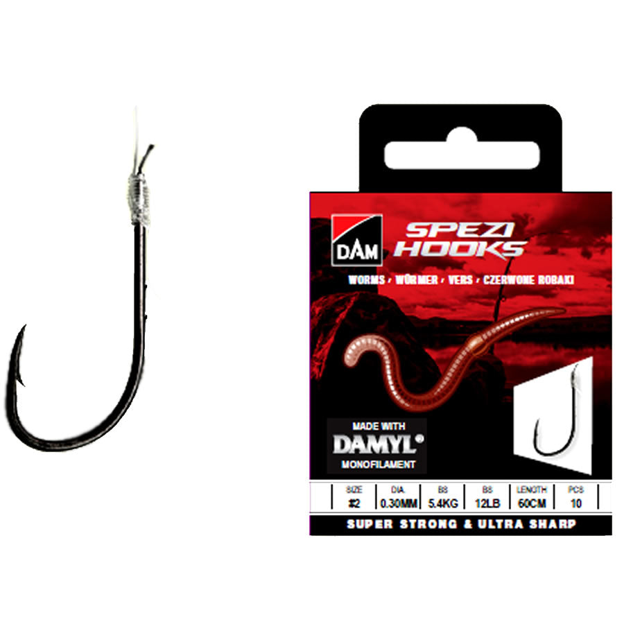 Carlig Legat DAM Spezi Worms Nr.8, 0.20mm, 60cm, 10buc/pac