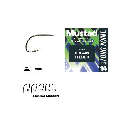 Carlig Mustad Feeder MU11, Nickel, 10buc/plic