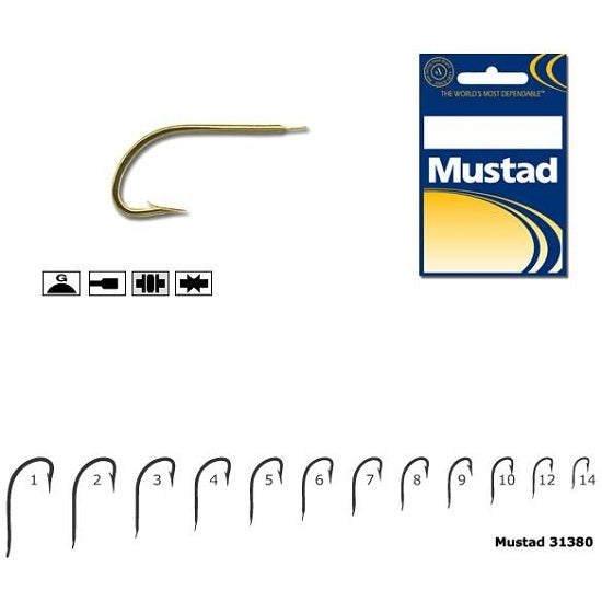Carlig Mustad M31380, Forjat cu Tija Scurta, Auriu, 10buc/plic