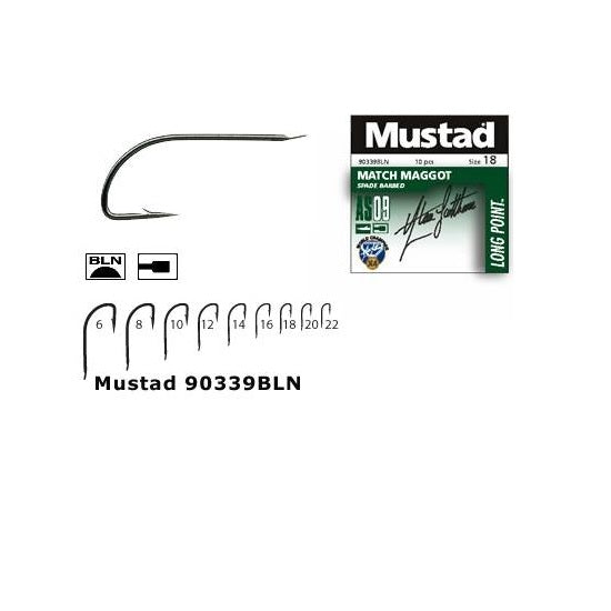 Carlig Mustad Match Maggot, Tija Lunga, BLN, 10buc/plic