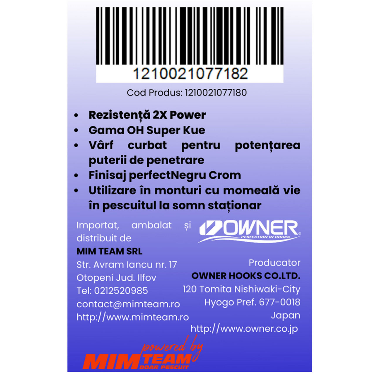 Carlig Owner Amaz 10771 2x-Strong Gun Black Super Kue Nr.5/0, 5buc/pac