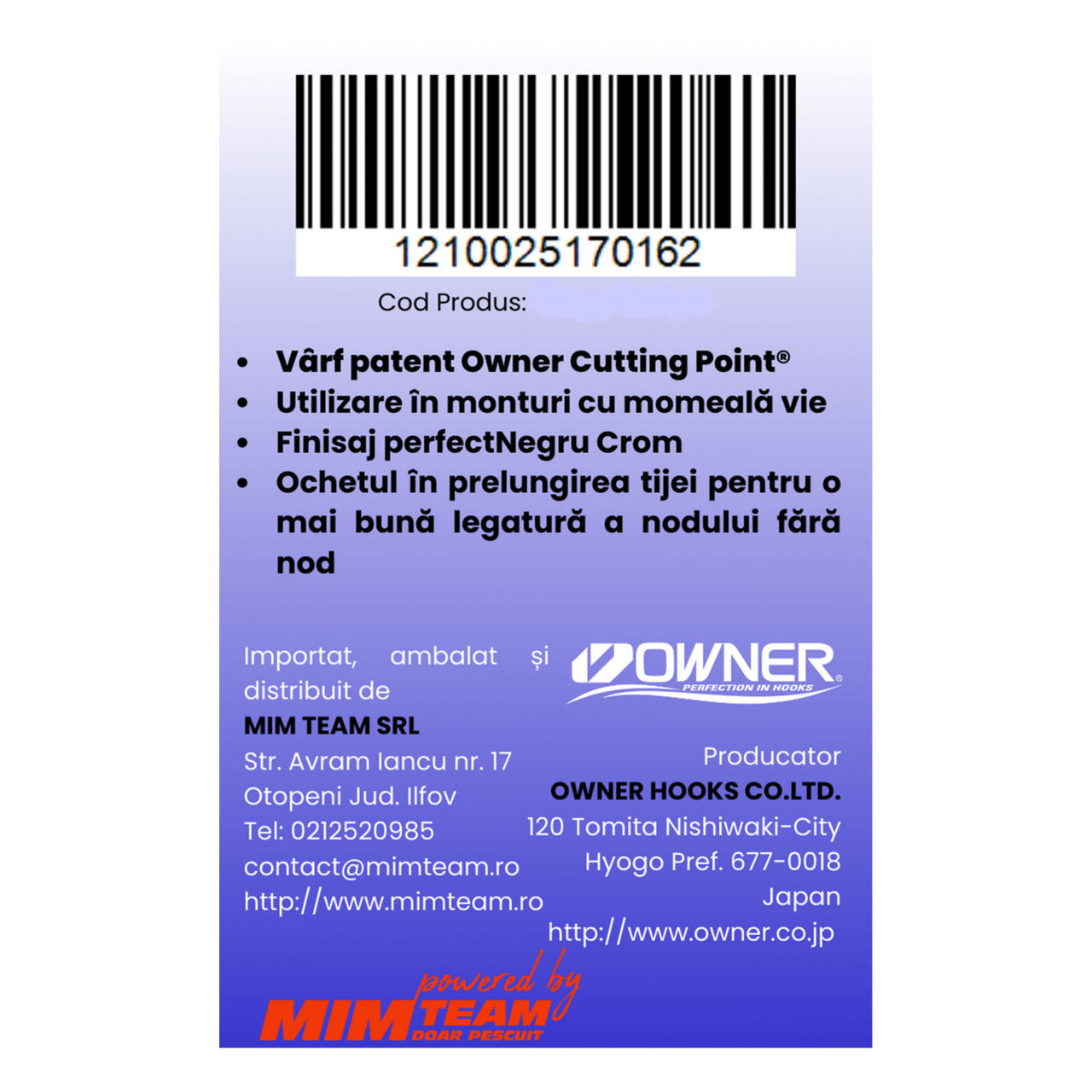 Carlig Owner Amaz 11493 Aki Hook 6buc/pac