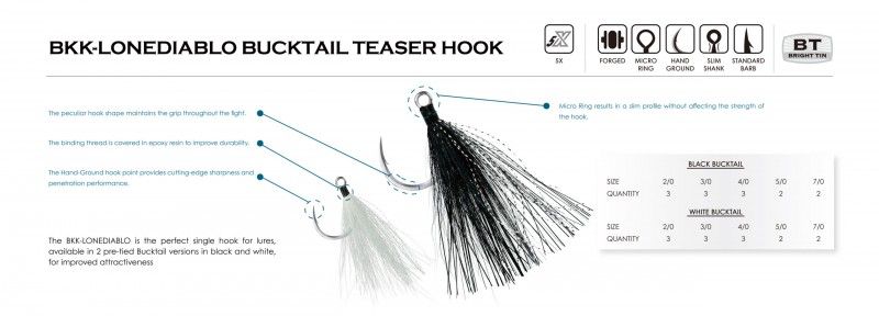 Carlige BKK Lone Diablo Bucktail Teaser 2buc/pac