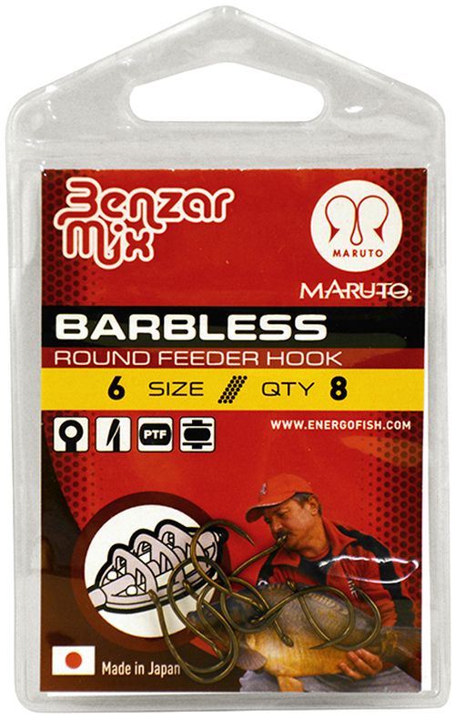 Carlige Benzar Barbless Round Feeder 8buc/plic