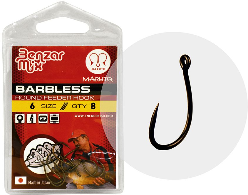 Carlige Benzar Barbless Round Feeder 8buc/plic