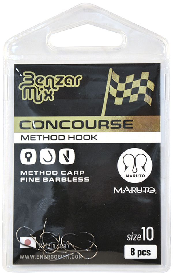 Carlige Benzar Concourse Methond Carp Fine Barbless 8buc/plic
