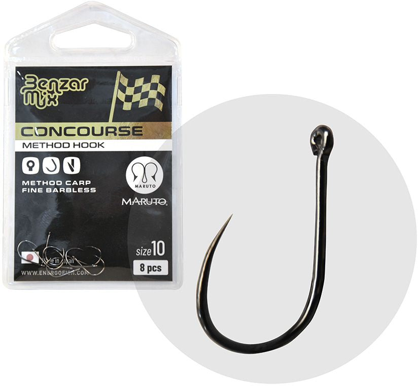 Carlige Benzar Concourse Methond Carp Fine Barbless 8buc/plic