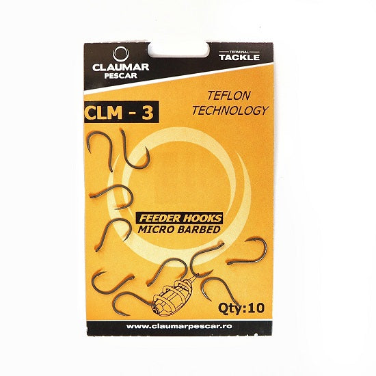 Carlige Feeder Claumar CLM-3 Micro Barbed Teflon Technology 10Buc/Plic