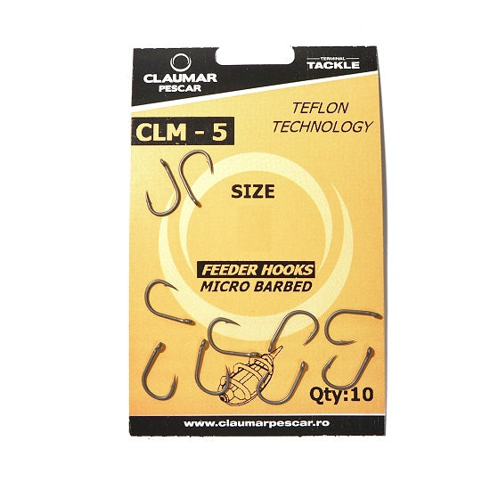 Carlige Feeder Claumar CLM-5 Micro Barbed Teflon Technology 10Buc/Plic