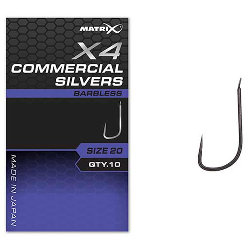 Carlige Feeder MATRIX X4 Commercial Silvers Barbless 10buc/pac
