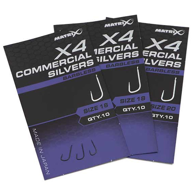 Carlige Feeder MATRIX X4 Commercial Silvers Barbless 10buc/pac
