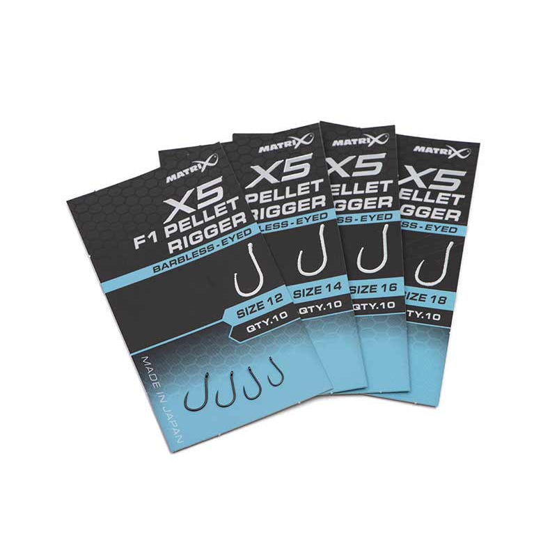 Carlige Feeder MATRIX X5F1 Pellet Rigger Barbless 10buc/pac