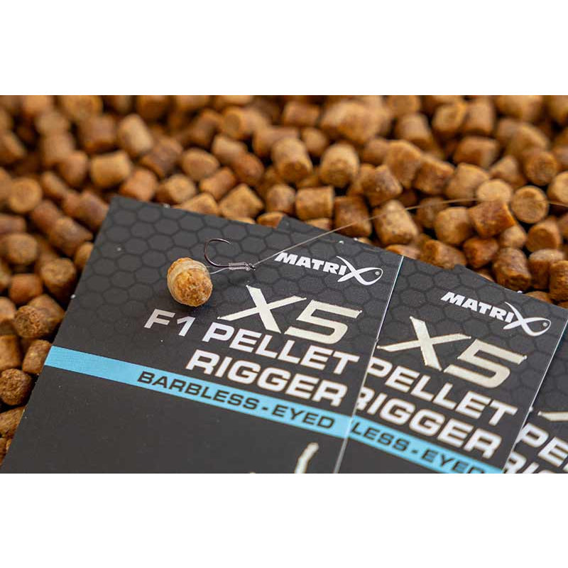 Carlige Feeder MATRIX X5F1 Pellet Rigger Barbless 10buc/pac