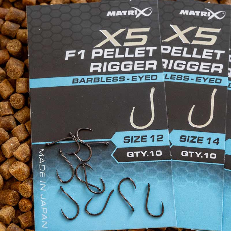 Carlige Feeder MATRIX X5F1 Pellet Rigger Barbless 10buc/pac