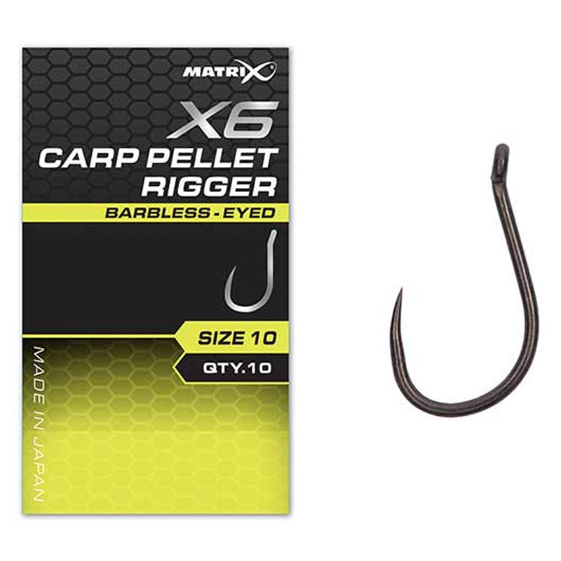 Carlige Feeder MATRIX X6 Carp Pellet Rigger Barbless 10buc/pac
