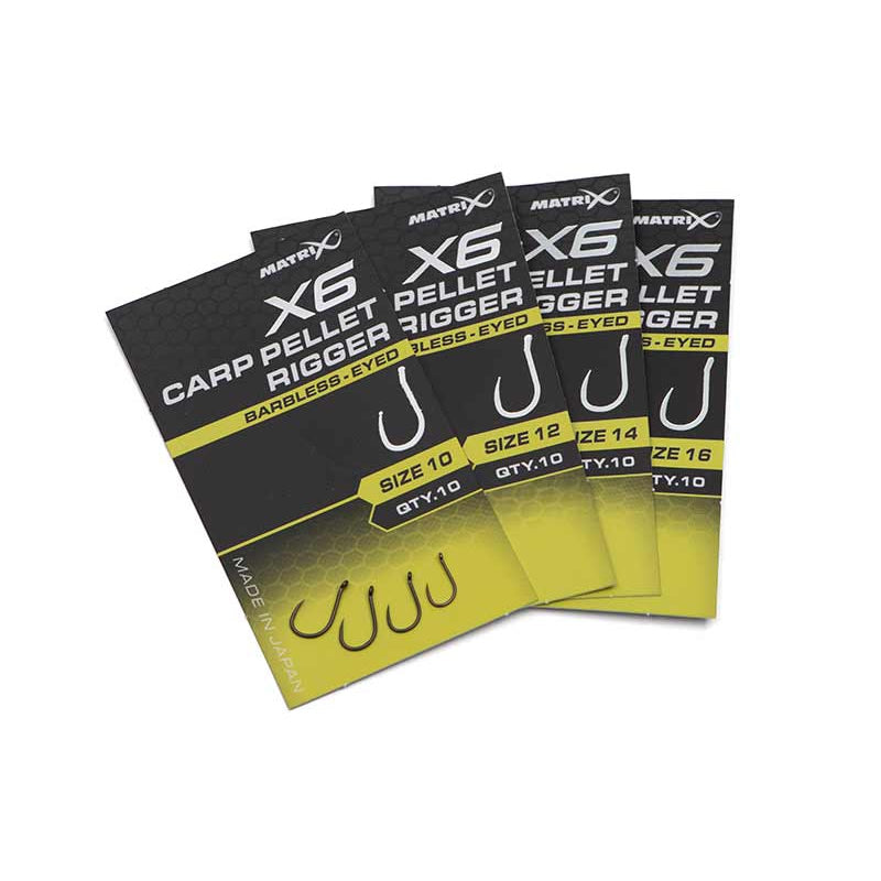 Carlige Feeder MATRIX X6 Carp Pellet Rigger Barbless 10buc/pac