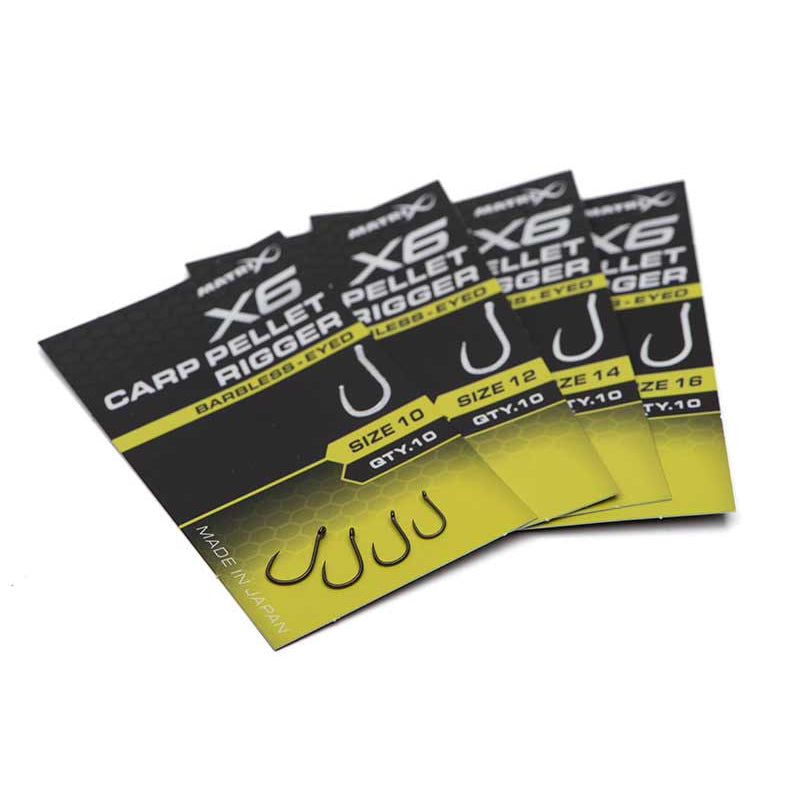 Carlige Feeder MATRIX X6 Carp Pellet Rigger Barbless 10buc/pac