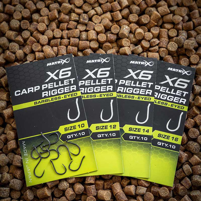 Carlige Feeder MATRIX X6 Carp Pellet Rigger Barbless 10buc/pac