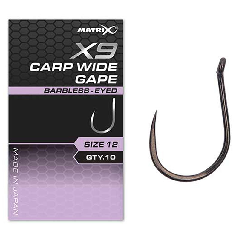 Carlige Feeder MATRIX X9 Carp Wide Gape Barbless 10buc/pac