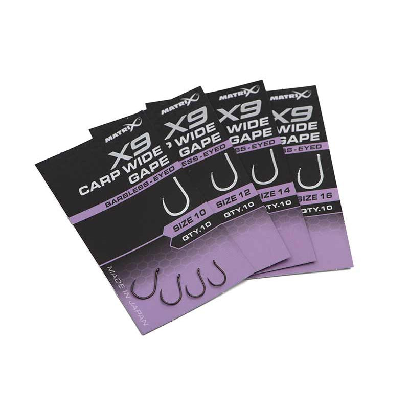 Carlige Feeder MATRIX X9 Carp Wide Gape Barbless 10buc/pac