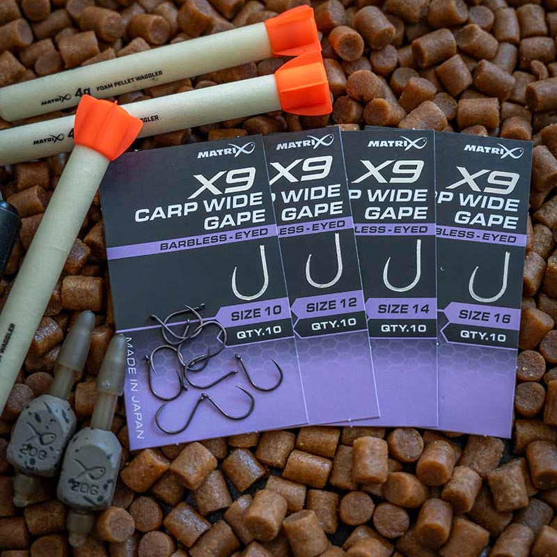 Carlige Feeder MATRIX X9 Carp Wide Gape Barbless 10buc/pac