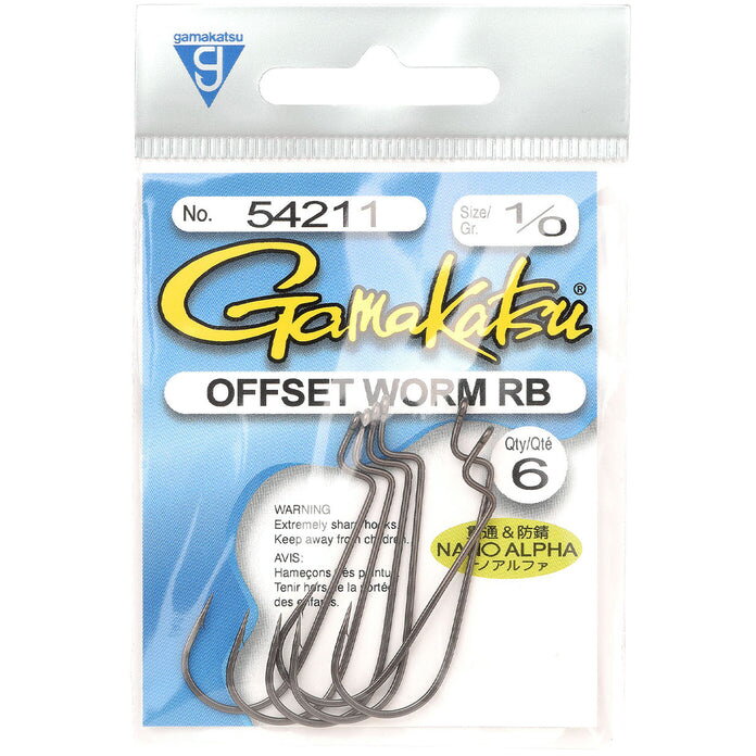 Carlige GAMAKATSU Worm Offset RB Nano Alpha 6buc/pac
