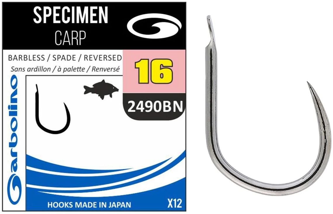 Carlige GARBOLINO Specimen Carp 2490BN Barbless 12buc