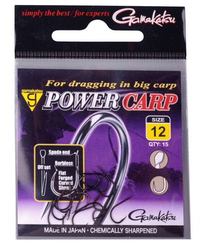 Carlige Gamakatsu Power Carp Black Barbless, Nr.10, 15buc/pac