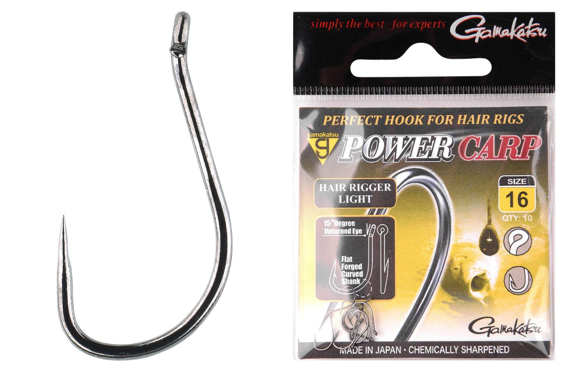 Carlige Gamakatsu Power Carp Hair Rigger L Eyed Barbless, Nr.12. 10buc/plic