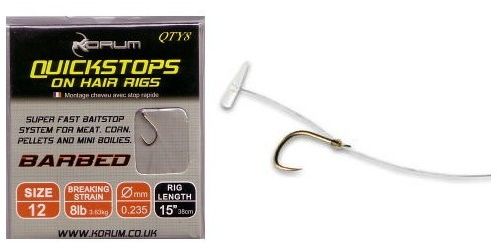 Carlige KORUM Quick Stops On Hair Rig Barbed, Nr.16, 8buc/pac