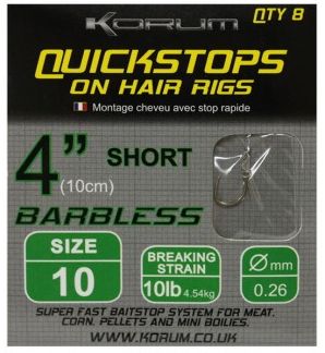 Carlige KORUM Quickstops On Hair Rigs Barbless, Nr.16, 8buc/pac