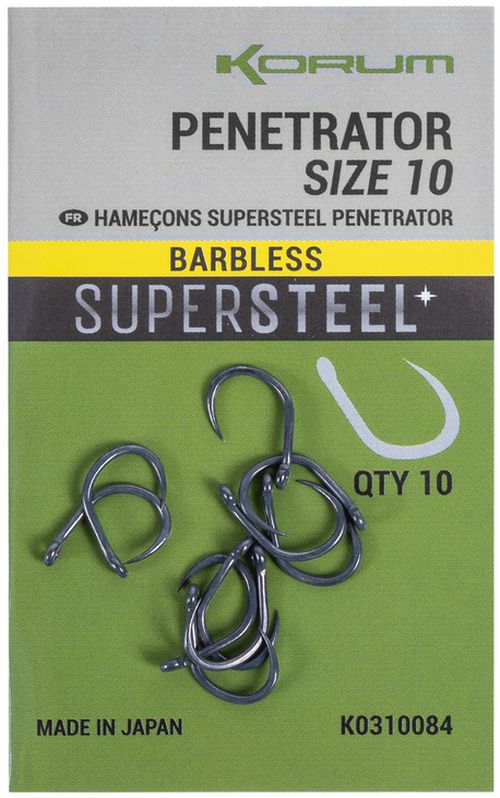 Carlige KORUM Supersteel Penetrator Hooks Barbless, Nr.12, 10buc/pac