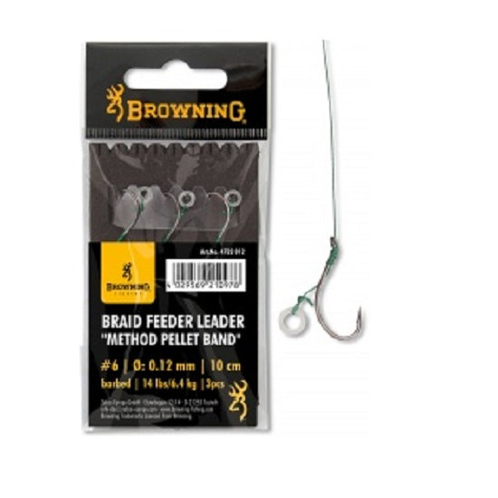 Carlige Legate Browning No.6 10 cm 0.12 mm Braid Feeder Leader Method Pelet Band