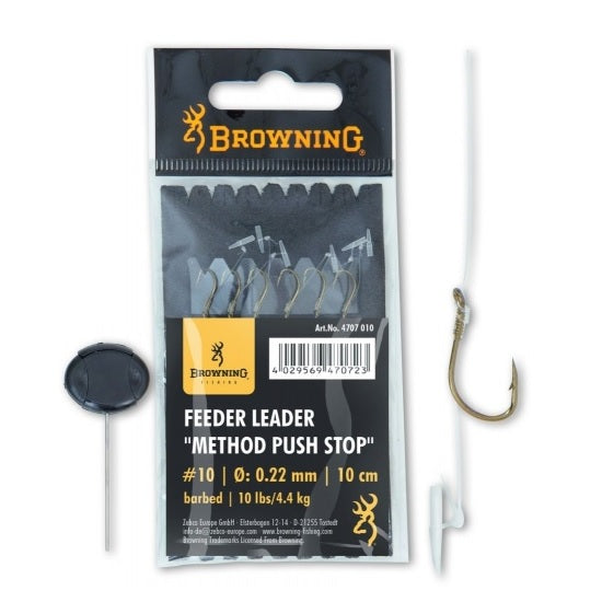 Carlige Legate Browning Nr.12 10cm Fir 0.20mm Feeder Leader Method Push Stop Bronz